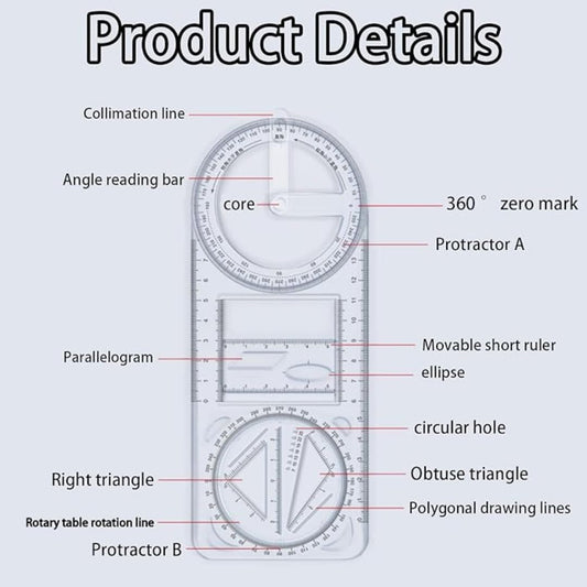 Geometric Drawing Ruler Movable