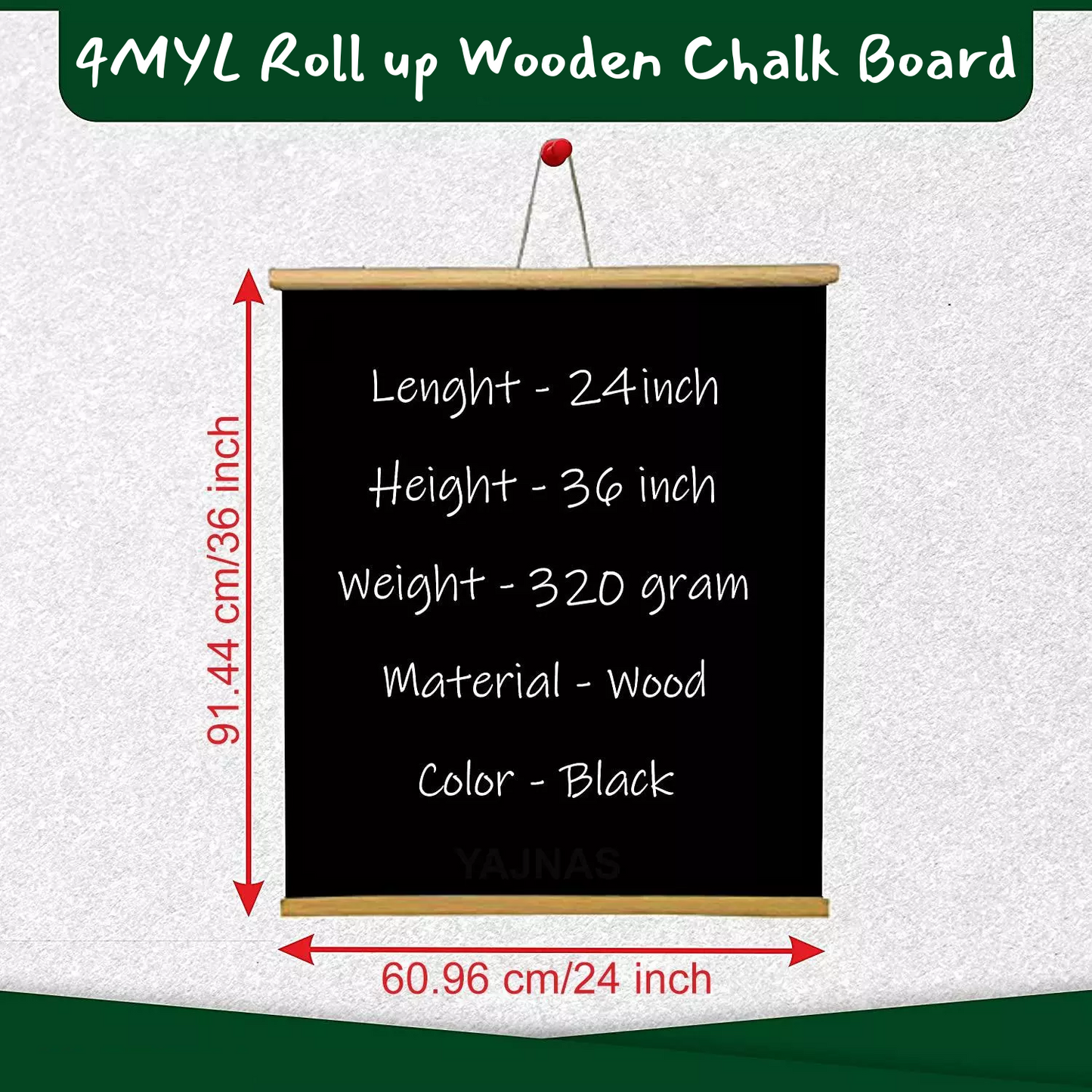 Rolled up Black Board Chalk Board for Kids, Office Supplies