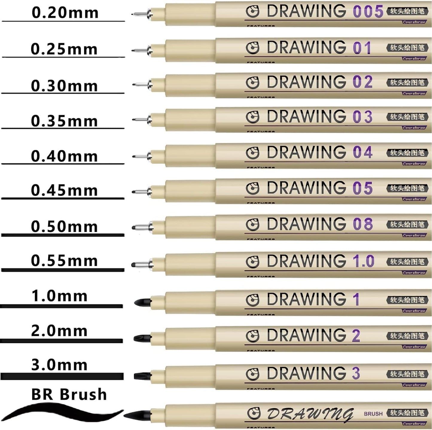 Fineliner Pens 12 Pack Black