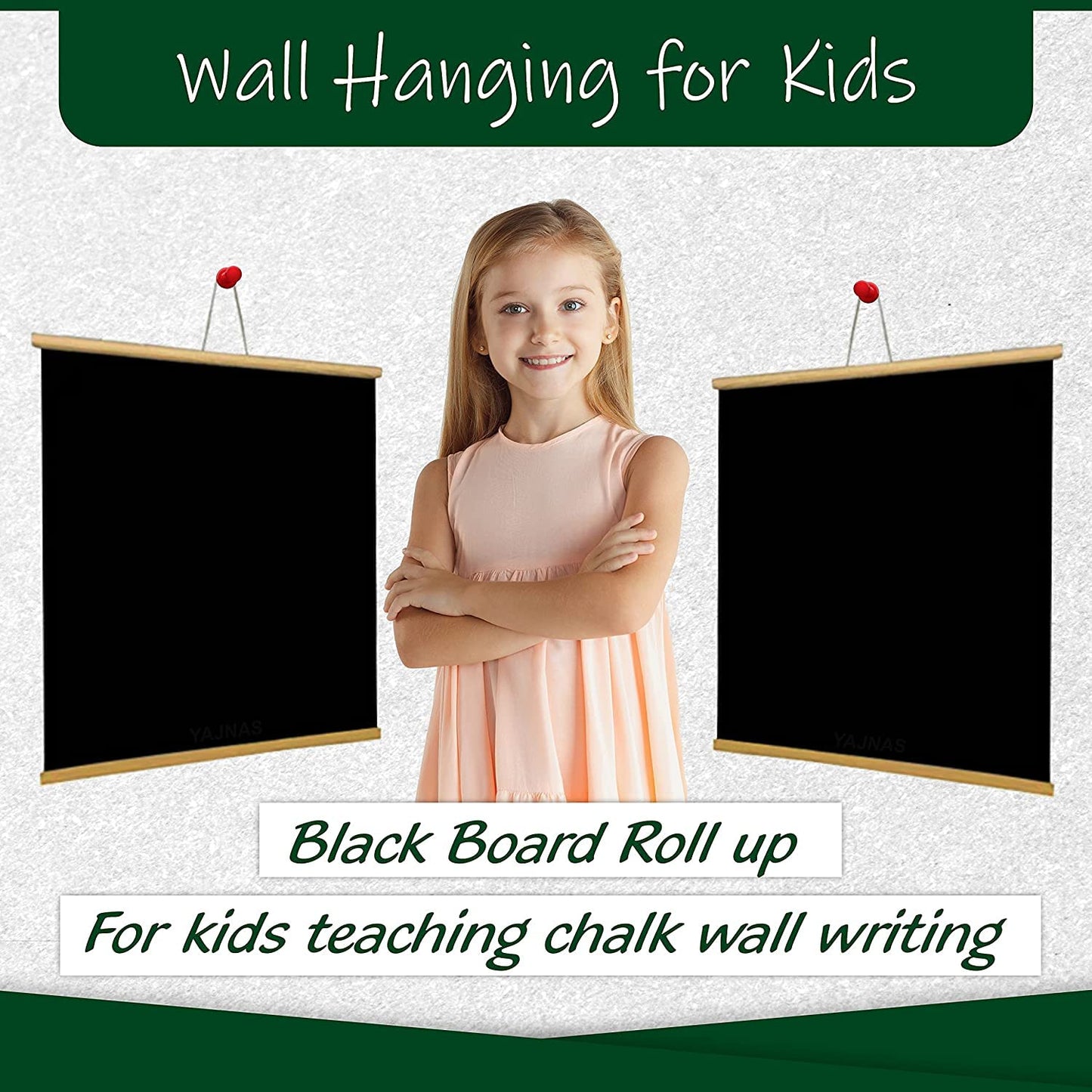 Rolled up Black Board Chalk Board for Kids, Office Supplies