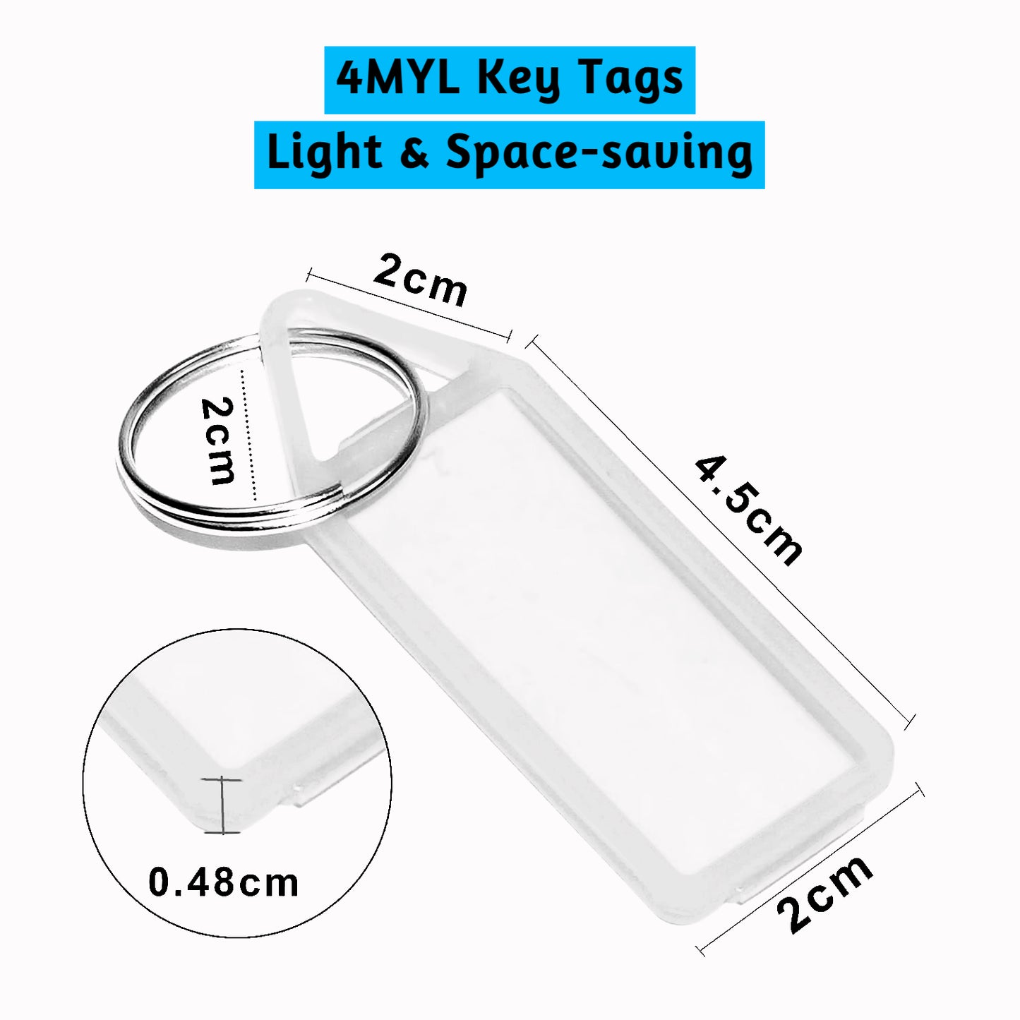 Keychain with Name Tag White