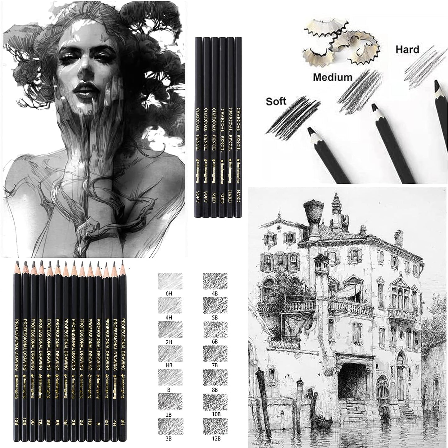 Drawing Sketching Pencil Set - 29 Pcs