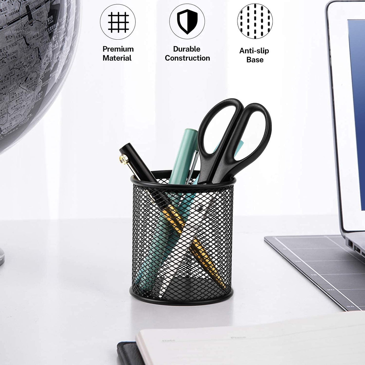 Black Mesh Pen Holder for Desk & Study Table