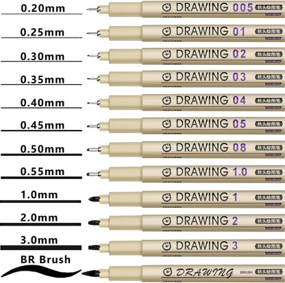 Fineliner Pens 12 Pack Black