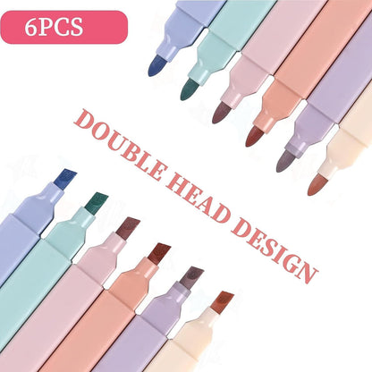 Aesthetic Cute Bible Highlighters Dual Tips 6Pcs