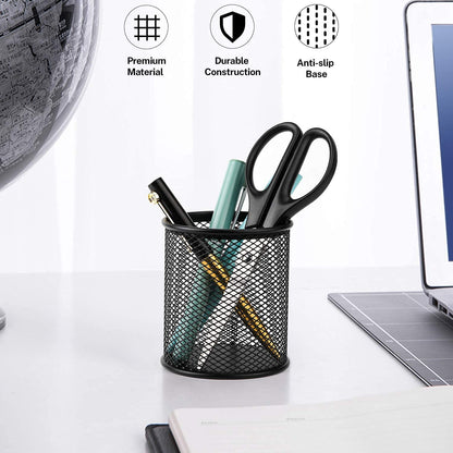 Black Mesh Pen Holder for Desk & Study Table