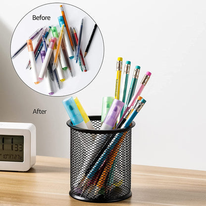 Black Mesh Pen Holder for Desk & Study Table