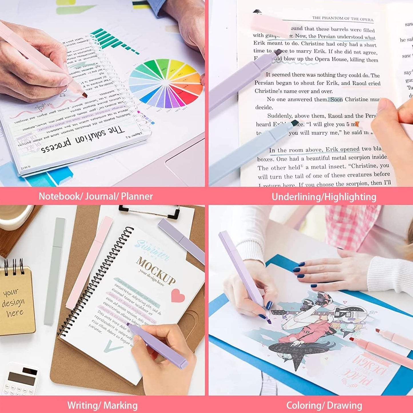 Aesthetic Cute Bible Highlighters Dual Tips 6Pcs