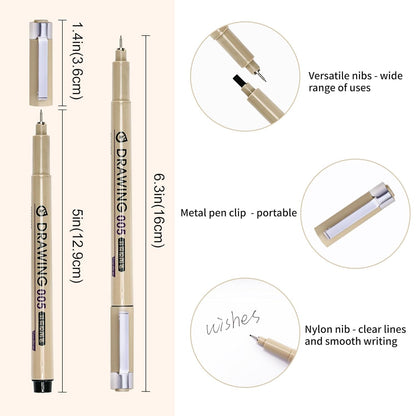Fineliner Pens 12 Pack Black