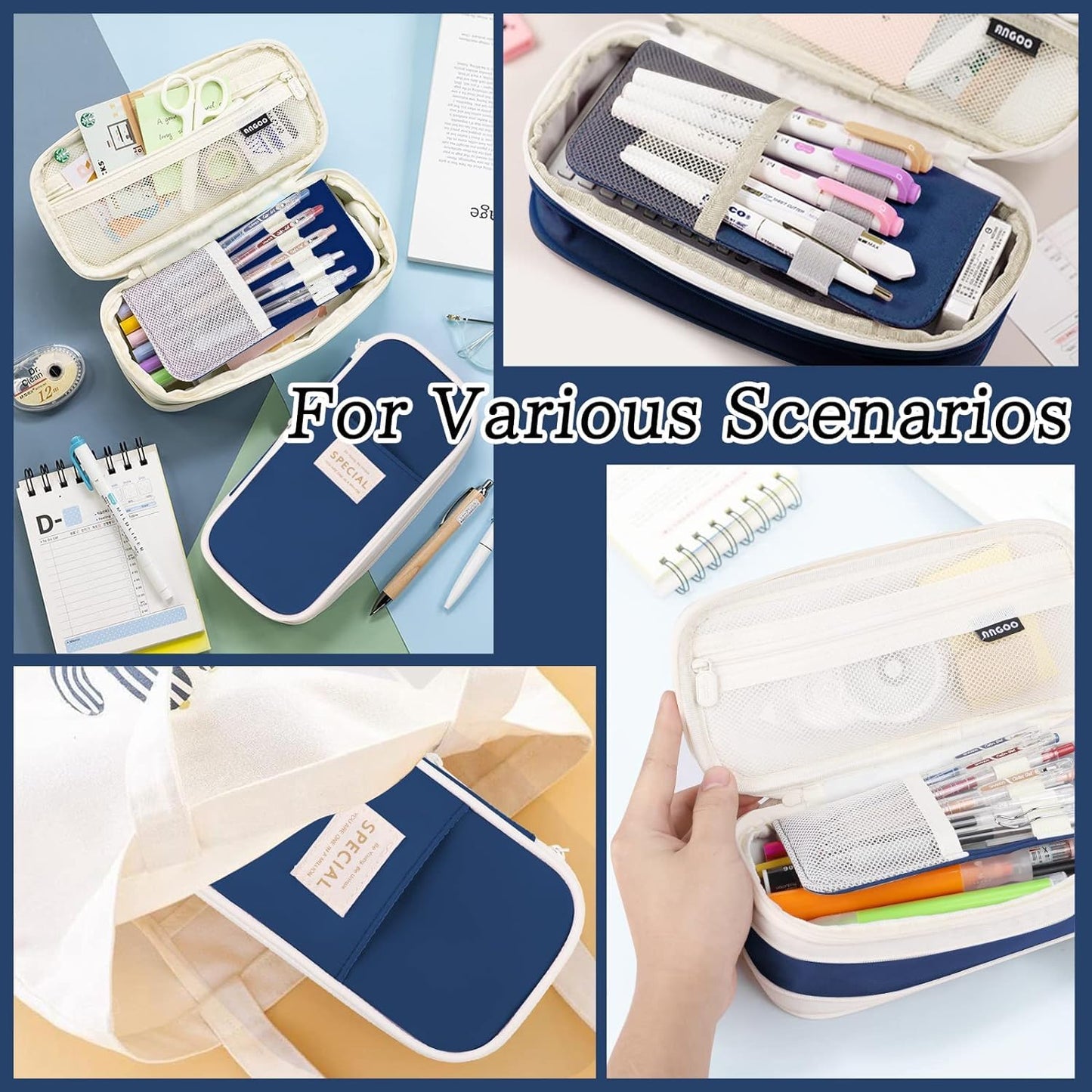 Canvas Big Capacity Pencil Case