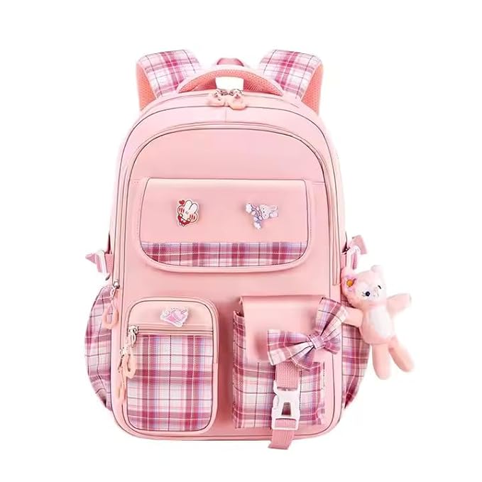 Korean Tie Bow Travel School Bag (Peach)