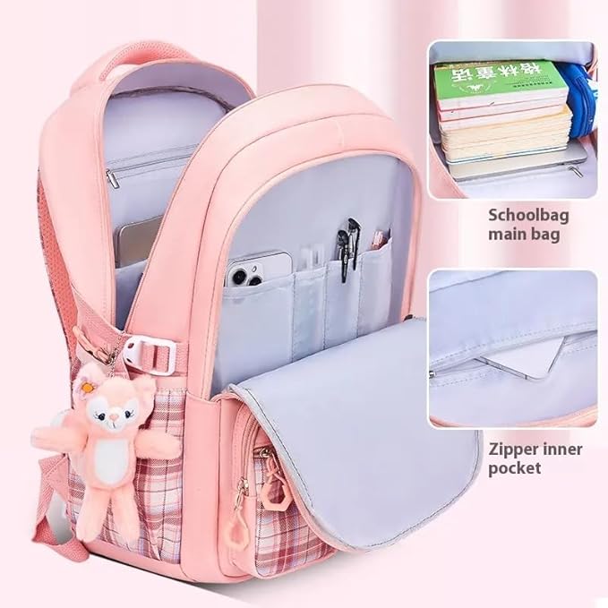 Korean Tie Bow Travel School Bag (Peach)